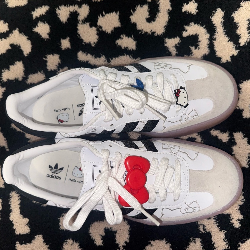 Adidas Women's White and Black Sneakers with Red Detail - Picture 2 of 10
